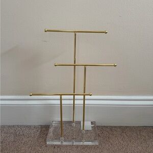Gold Multi-Tier Jewelry Stand with Acrylic Base